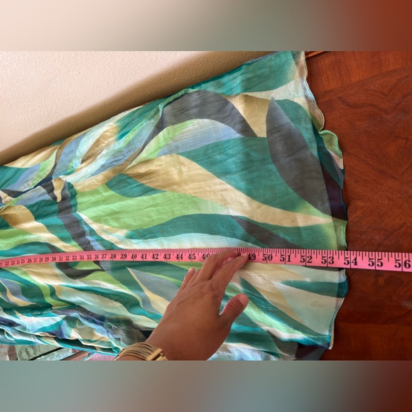 Tadashi Shoji 100% Silk Flowy Abstract Strapless Grown Size 14 - Picture 12 of 15